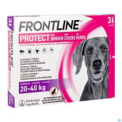 Frontline Protect - Anti-Vlooien/ Teken Spot-On Oplossing Voor Honden - 20-40kg - 3 Pipetten