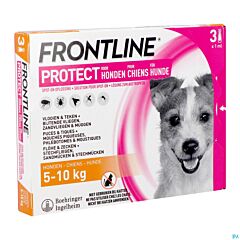 Frontline Protect - Anti-Vlooien/ Teken Spot-On Oplossing Voor Honden - 5-10kg - 3 Pipetten