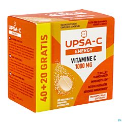 Upsa-C Energy Vitamine C 1000 mg 60 Bruistabletten Sinaasappelsmaak