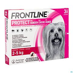 Frontline Protect - Anti-Vlooien/ Teken Spot-On Oplossing Voor Honden - 2-5kg - 3 Pipetten