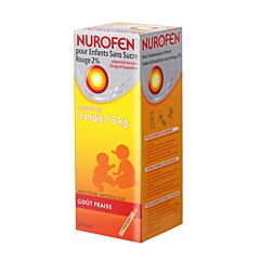 Nurofen Kind +3M Suikervrije Suspensie 2%  - Aardbei - 200ml